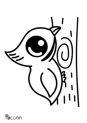 Cute Woodpecker Coloring Page